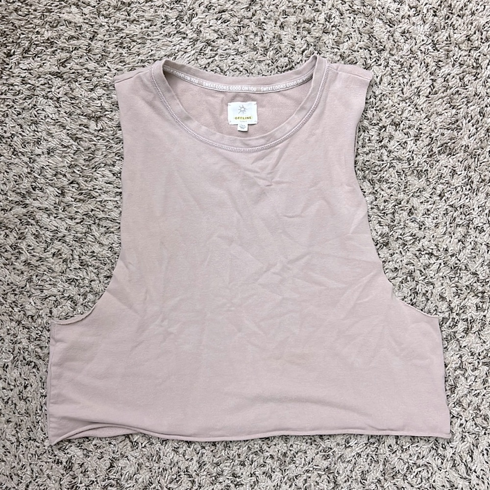 Aerie OFFLINE Muscle Cut Off Crop Top - Mauve